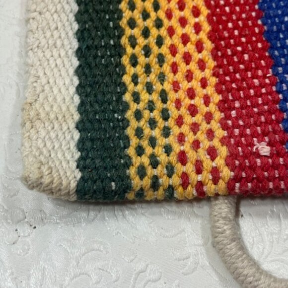 Southwestern Style Striped Woven Cotton Hobo Shoulder Bag Tote - Picture 9 of 9